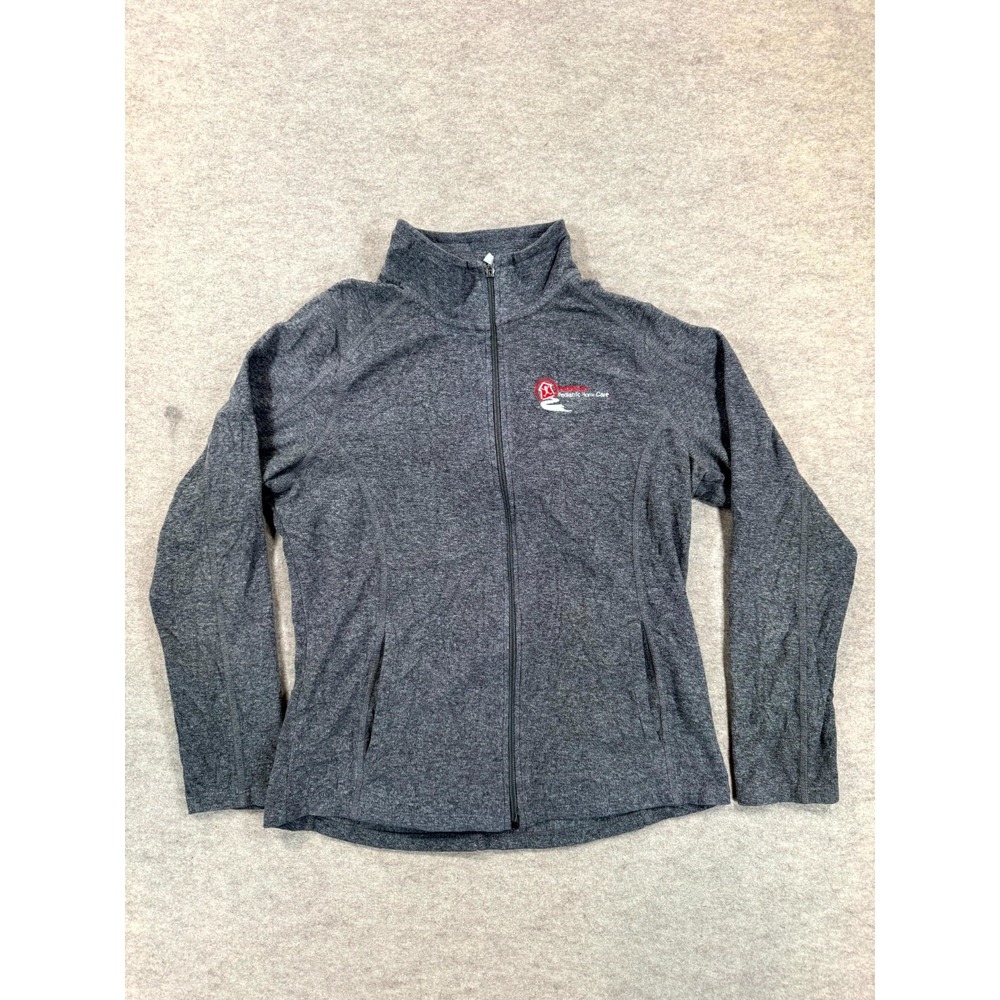 Port Authority Fleece Jacket Womens Medium Heather Gray Full Zip Mock Neck Warm